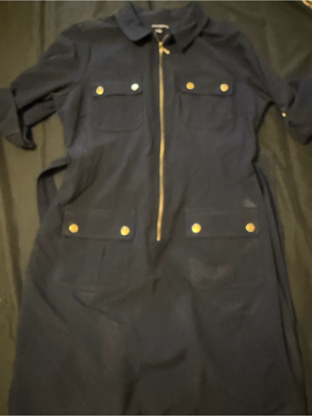Sharagano Navy Utility Jacket with Gold Hardware